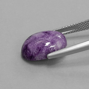 5.36캐럿 천연 바이올렛 차로아이트, 타원형 컷, 14.2×10.4 mm, 불투명체
