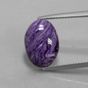 5.59캐럿 천연 바이올렛 차로아이트, 타원형 컷, 14.2×10.2 mm, 불투명체