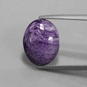 4.89캐럿 천연 바이올렛 차로아이트, 타원형 컷, 14×11 mm, 불투명체