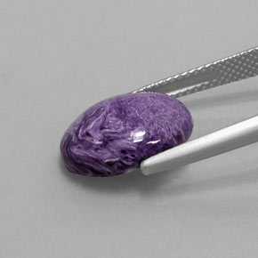 4.89캐럿 천연 바이올렛 차로아이트, 타원형 컷, 14×11 mm, 불투명체