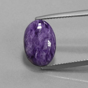 4.77캐럿 천연 바이올렛 차로아이트, 타원형 컷, 13.8×9.7 mm, 불투명체