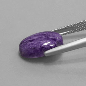 4.77캐럿 천연 바이올렛 차로아이트, 타원형 컷, 13.8×9.7 mm, 불투명체