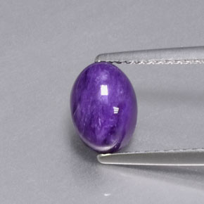 1.96캐럿 천연 바이올렛 차로아이트, 타원형 컷, 8.2×6.2 mm, 불투명체