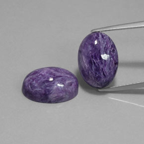 캐럿 천연 바이올렛 차로아이트 보석, 타원형 컷, 14.3×10.1 mm, 불투명체