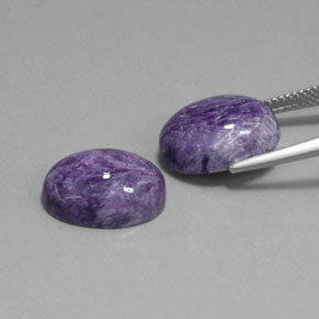캐럿 천연 바이올렛 차로아이트 보석, 타원형 컷, 14.3×10.1 mm, 불투명체