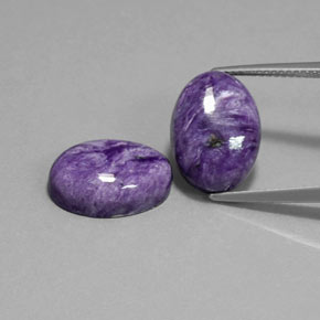 캐럿 천연 바이올렛 차로아이트 보석, 타원형 컷, 14.1×10.2 mm, 불투명체