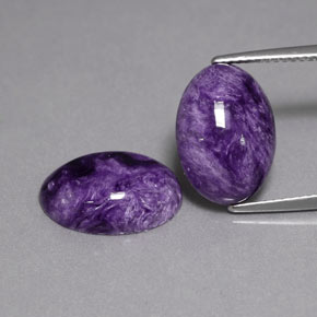 캐럿 천연 바이올렛 차로아이트 보석, 타원형 컷, 14.1×10.3 mm, 불투명체