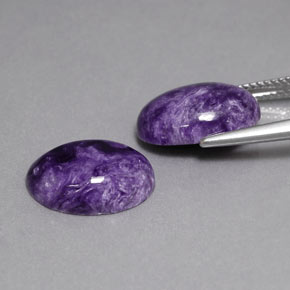 캐럿 천연 바이올렛 차로아이트 보석, 타원형 컷, 14.1×10.3 mm, 불투명체