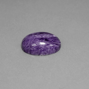 5.52캐럿 천연 바이올렛 차로아이트, 타원형 컷, 14.4×10.5 mm, 불투명체