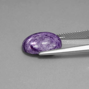 5.52캐럿 천연 바이올렛 차로아이트, 타원형 컷, 14.4×10.5 mm, 불투명체
