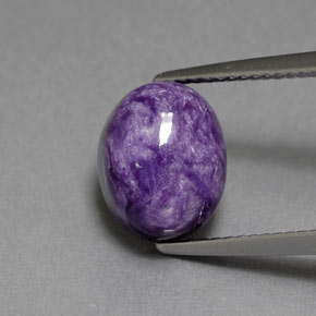 4.43캐럿 천연 바이올렛 차로아이트, 타원형 컷, 10.3×8.3 mm, 불투명체