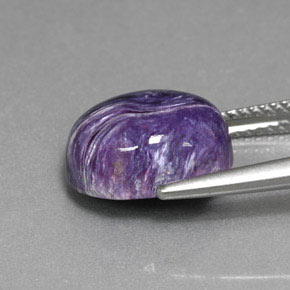 5.56캐럿 천연 바이올렛 차로아이트, 타원형 컷, 12.3×10.2 mm, 불투명체