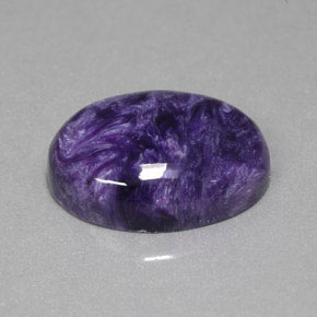 15.67캐럿 천연 바이올렛 차로아이트, 타원형 컷, 20.1×15.2 mm, 불투명체