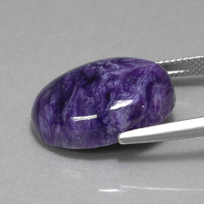 15.67캐럿 천연 바이올렛 차로아이트, 타원형 컷, 20.1×15.2 mm, 불투명체