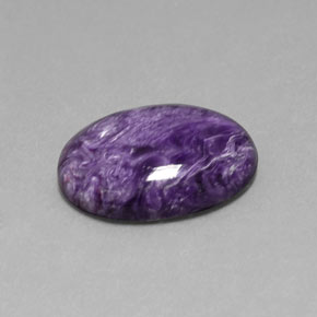 13.16캐럿 천연 바이올렛 차로아이트, 타원형 컷, 20.2×15.1 mm, 불투명체