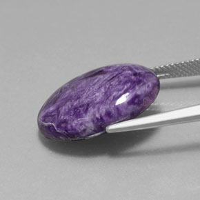 13.16캐럿 천연 바이올렛 차로아이트, 타원형 컷, 20.2×15.1 mm, 불투명체