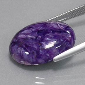 13.56캐럿 천연 바이올렛 차로아이트, 타원형 컷, 20×15 mm, 불투명체