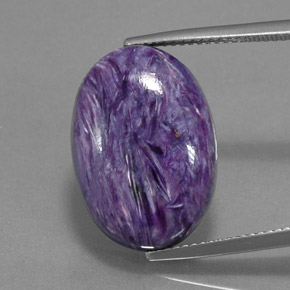 14.05캐럿 천연 바이올렛 차로아이트, 타원형 컷, 20×14.1 mm, 불투명체