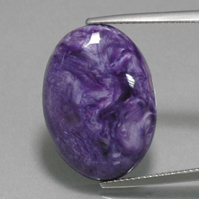 14.18캐럿 천연 바이올렛 차로아이트, 타원형 컷, 22.1×16 mm, 불투명체