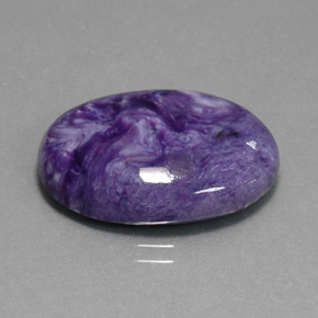 14.18캐럿 천연 바이올렛 차로아이트, 타원형 컷, 22.1×16 mm, 불투명체