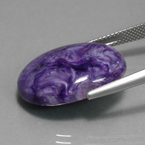14.18캐럿 천연 바이올렛 차로아이트, 타원형 컷, 22.1×16 mm, 불투명체