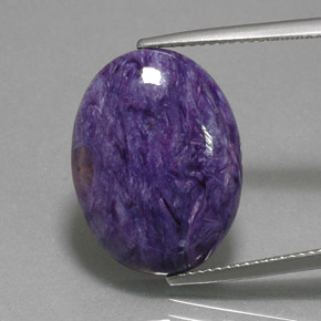 11.49캐럿 천연 바이올렛 차로아이트, 타원형 컷, 20×15 mm, 불투명체