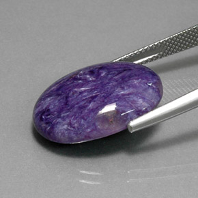 11.49캐럿 천연 바이올렛 차로아이트, 타원형 컷, 20×15 mm, 불투명체