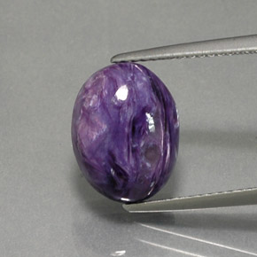 4.70캐럿 천연 바이올렛 차로아이트, 타원형 컷, 12.3×9.4 mm, 불투명체