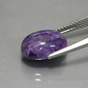 4.70캐럿 천연 바이올렛 차로아이트, 타원형 컷, 12.3×9.4 mm, 불투명체