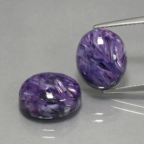 캐럿 천연 바이올렛 차로아이트 보석, 타원형 컷, 12.4×10.2 mm, 불투명체