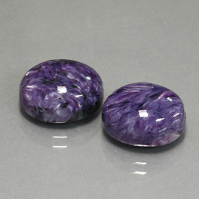 캐럿 천연 바이올렛 차로아이트 보석, 타원형 컷, 12.4×10.2 mm, 불투명체