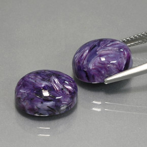캐럿 천연 바이올렛 차로아이트 보석, 타원형 컷, 12.4×10.2 mm, 불투명체