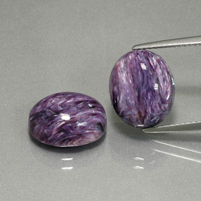 캐럿 천연 바이올렛 차로아이트 보석, 타원형 컷, 12.3×10.3 mm, 불투명체