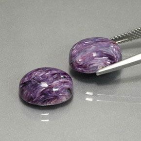 캐럿 천연 바이올렛 차로아이트 보석, 타원형 컷, 12.3×10.3 mm, 불투명체