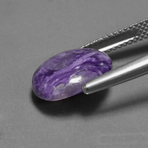 3.56캐럿 천연 바이올렛 차로아이트, 타원형 컷, 12.3×9.9 mm, 불투명체