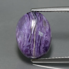 5.26캐럿 천연 바이올렛 차로아이트, 타원형 컷, 13×9.9 mm, 불투명체
