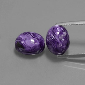 캐럿 천연 바이올렛 차로아이트 보석, 타원형 컷, 10×8 mm, 불투명체
