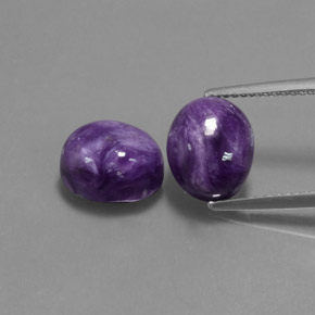 캐럿 천연 바이올렛 차로아이트 보석, 타원형 컷, 10.1×8.3 mm, 불투명체
