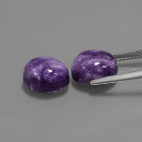 캐럿 천연 바이올렛 차로아이트 보석, 타원형 컷, 10.1×8.3 mm, 불투명체