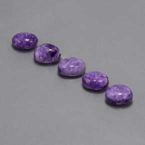 캐럿 천연 바이올렛 차로아이트 보석, 타원형 컷, 7.6×5.6 mm, 불투명체