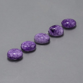 캐럿 천연 바이올렛 차로아이트 보석, 타원형 컷, 7.6×5.6 mm, 불투명체