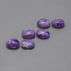 캐럿 천연 바이올렛 차로아이트 보석, 타원형 컷, 7.8×5.6 mm, 불투명체