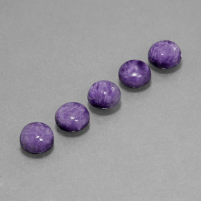 캐럿 천연 바이올렛 차로아이트 보석, 라운드 컷, 6.11 mm, 불투명체