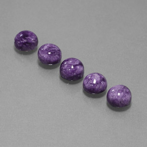 캐럿 천연 바이올렛 차로아이트 보석, 라운드 컷, 6.15 mm, 불투명체