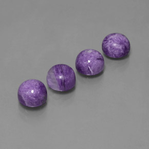 캐럿 천연 바이올렛 차로아이트 보석, 라운드 컷, 6.28 mm, 불투명체