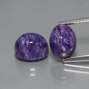 캐럿 천연 바이올렛 차로아이트 보석, 타원형 컷, 9×7.2 mm, 불투명체