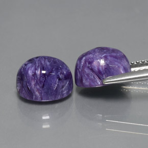 캐럿 천연 바이올렛 차로아이트 보석, 타원형 컷, 9×7.2 mm, 불투명체