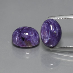 캐럿 천연 바이올렛 차로아이트 보석, 타원형 컷, 9.2×6.9 mm, 불투명체