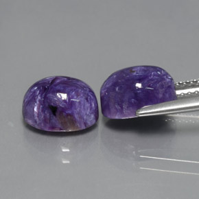캐럿 천연 바이올렛 차로아이트 보석, 타원형 컷, 9.2×6.9 mm, 불투명체