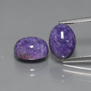 캐럿 천연 바이올렛 차로아이트 보석, 타원형 컷, 9.1×7.1 mm, 불투명체